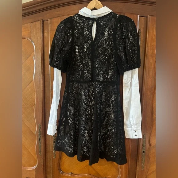 NWT Free People 2 fer 1 Black Comb Dress Size Small - Picture 5 of 10